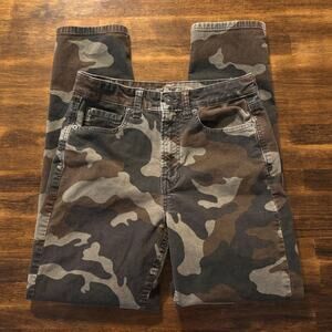 American Eagle Women's 2 Mom Jean Corduroy Pants High Rise Straight Camo